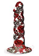 Collage Iron Rose Twisted Silicone Dildo - Red And White
