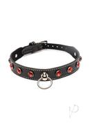 Strict Rhinestone Choker With O-ring - Red