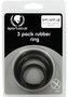 Rubber Cock Ring Set 3 Sizes Per Pack Black